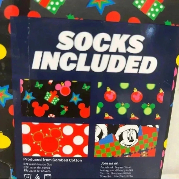 NEW HAPPY SOCKS X Disney Christmas Socks 4PK Gift Box Set - Picture 9 of 13